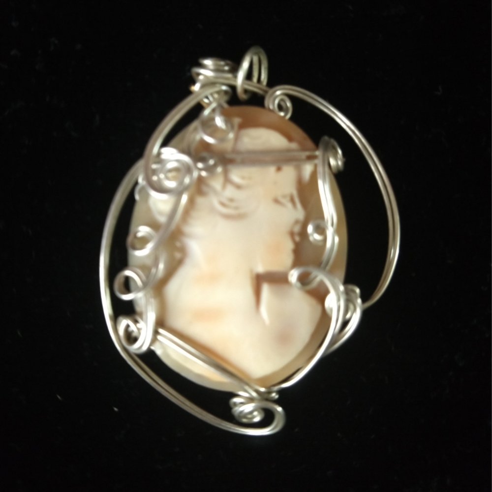 Hand Wrapped Pink Shell Cameo